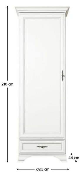 NovýNábytok.sk Poicová skriňa Kuito REG1D1S (alpská biela). Vlastná spoľahlivá doprava až k Vám domov. 1119565