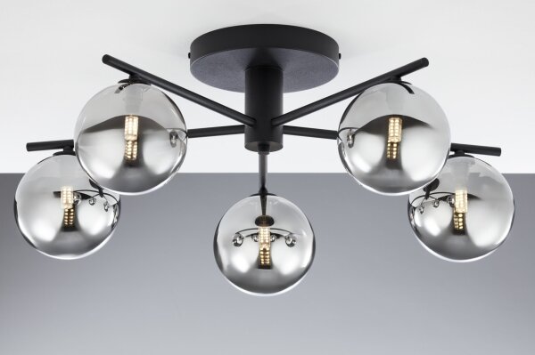 Jupiter 2048 - Prisadený luster PRATO 5xG9/14W/230V čierna/dýmovo sivá