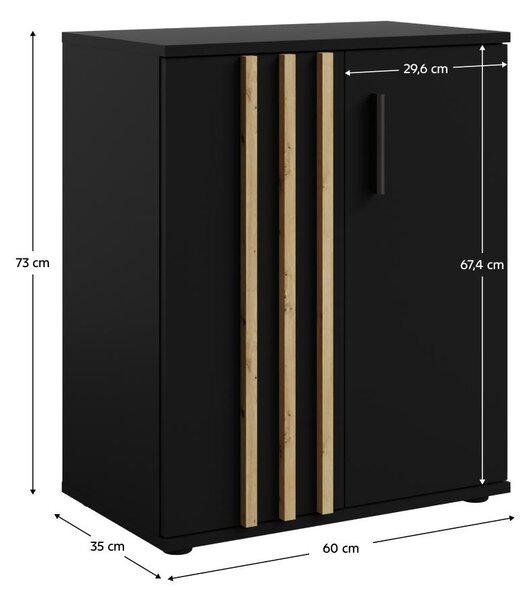 NovýNábytok.sk Skrinka Tullin 1 (čierna + dub artisan). Vlastná spoľahlivá doprava až k Vám domov. 1119599