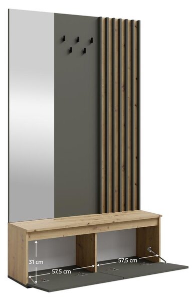 NovýNábytok.sk Predsieňová zostava Derros 2 (grafit + dub artisan). Vlastná spoľahlivá doprava až k Vám domov. 1119608