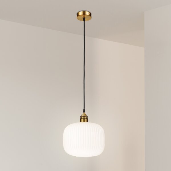 Závesný luster HECTOR 1xE27/15W/230V biela/mosadz pr. 25 cm