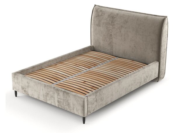 Béžová čalúnená dvojlôžková posteľ s úložným priestorom s roštom 180x200 cm Shell – Maison de Rêve