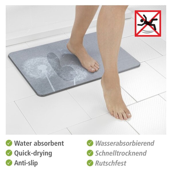Sivá kúpeľňová predložka z kremeliny 39x60 cm Astera – Wenko