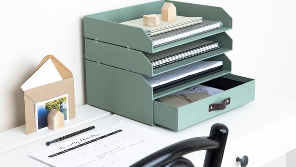 Zelený kartónový organizér do zásuvky/na dokumenty Walter Canvas Paper Laminate – Bigso