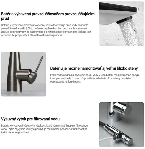 Deante Eridan, vysoká drezová batéria s výsuvným výtokom pre filtrovanú vodu h-333, grafitová, DEA-BRE_D75M