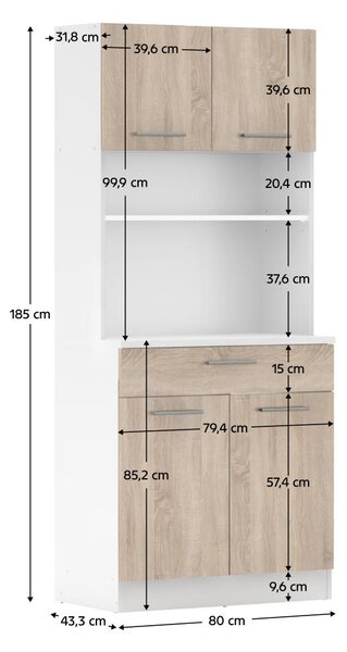 NovýNábytok.sk Kuchynský kút Domini NEW (biela + dub sonoma). Vlastná spoľahlivá doprava až k Vám domov. 1119698