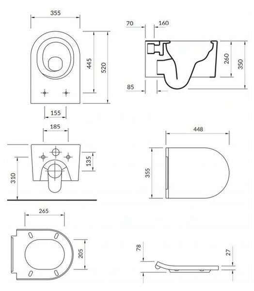 Cersanit Inverto závesná wc misa StreamOn 52 x 35,5 cm + pomaly-padajúce sedátko, Biela, S701-432