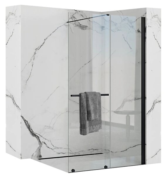 Rea - Cortis posuvná sprchová zástena 100x195cm, 6mm sklo, číre sklo / čierny profil, REA-K7740