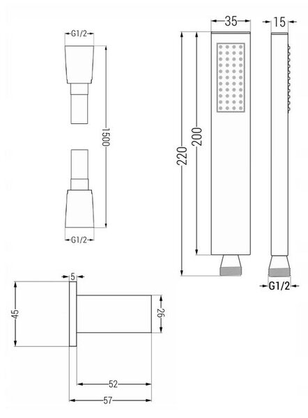 Mexen CUBE - 3-výstupová podomietková sprchová sada 7v1, chrómová, 77503-set