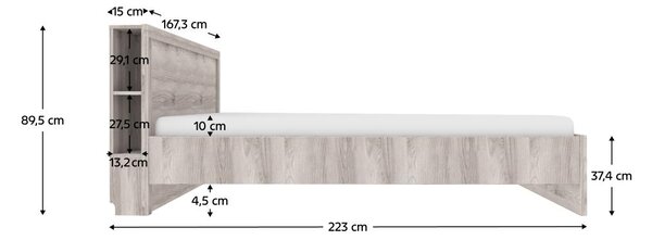 NovýNábytok.sk Manželská posteľ 160x200 cm Jess new (gaštan nairobi). Vlastná spoľahlivá doprava až k Vám domov. 1119750