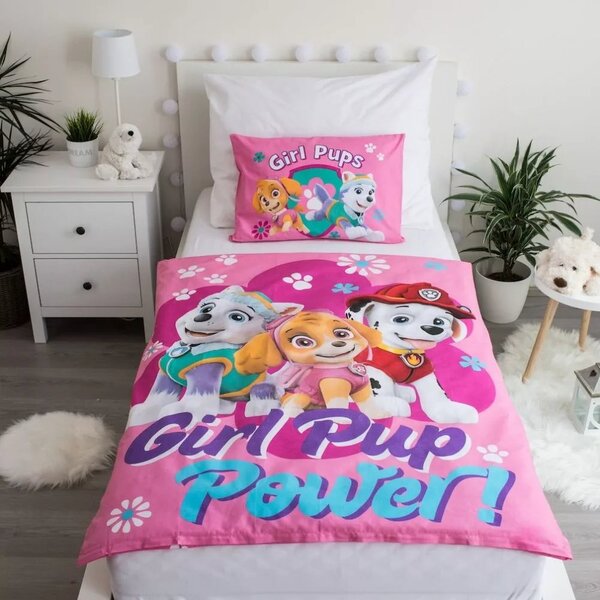 Obliečky do detskej postieľky Tlapková patrola - Paw Patrol - motív Girl Pup Power! - 100% bavlna - 40 x 60 cm + 100 x 135 cm