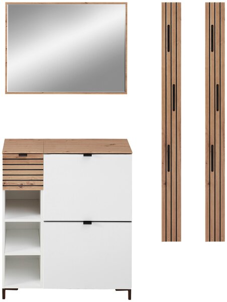 PREDSIEŇOVÝ NÁBYTOK, biela, dub artisan, 140/188/37 cm Voleo - Online Only drobný nábytok, Online Only