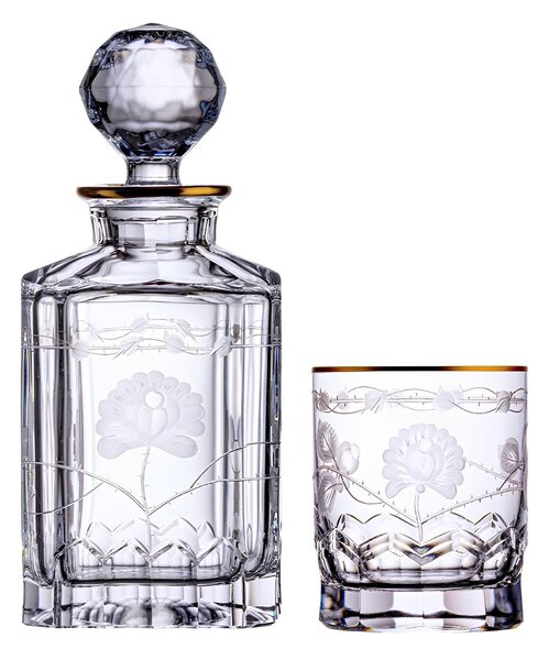Bohemia Crystal Ručne brúsený whisky set 99999/18731/121 (1 karafa + 2 poháre)