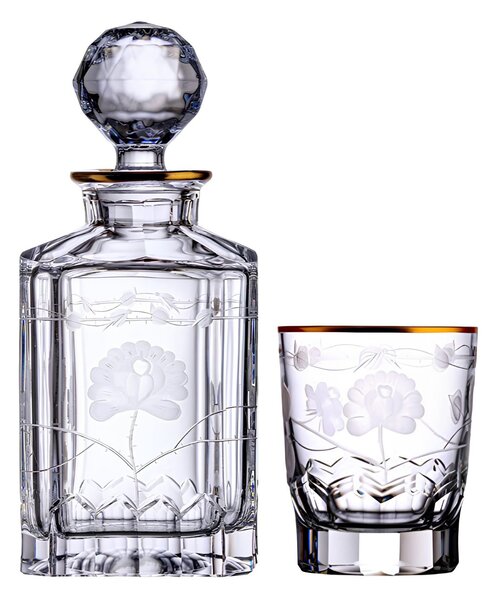 Bohemia Crystal Ručne brúsený whisky set 99999/18731/122 (1 karafa + 2 poháre)