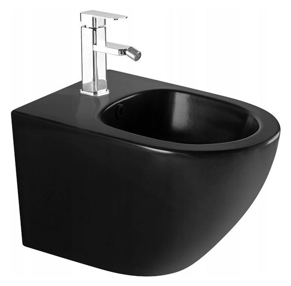 Mexen LENA Rimless misa závesná so sedátkom + závesný bidet, 48 x 36 cm, čierna, 35224885 + 30220185