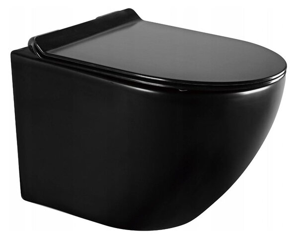 Mexen LENA Rimless misa závesná so sedátkom + závesný bidet, 48 x 36 cm, čierna, 35224885 + 30220185