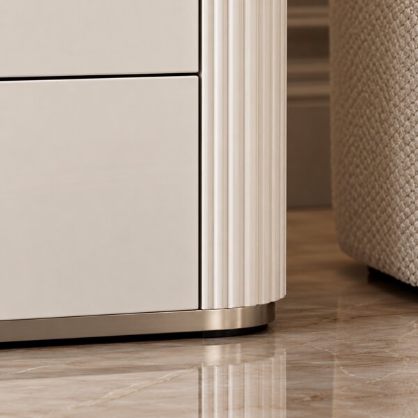 NOČNÝ STOLÍK GASTON 3S BIELY MRAMOR + STRIEBORNÝ