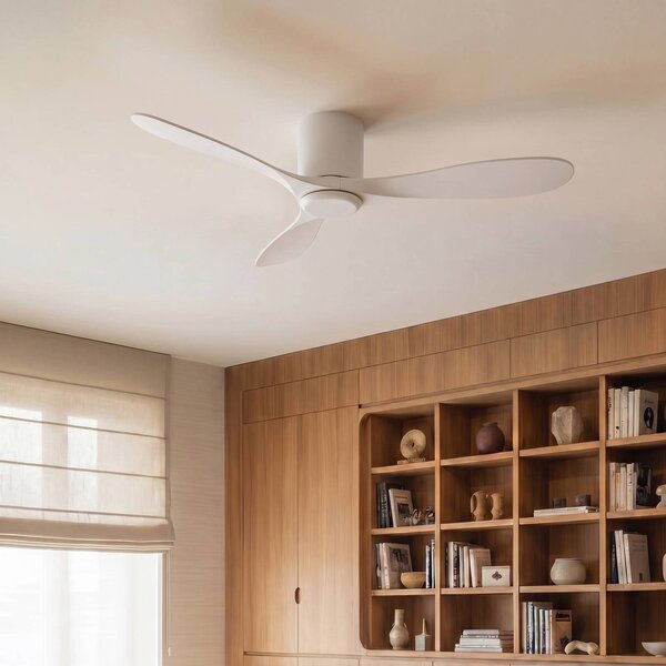 Lucande Stropný ventilátor Solenus, biely, Ø 134 cm, tichý, Biela / opálová, Obývacia izba / jedáleň, Plast, Moderný