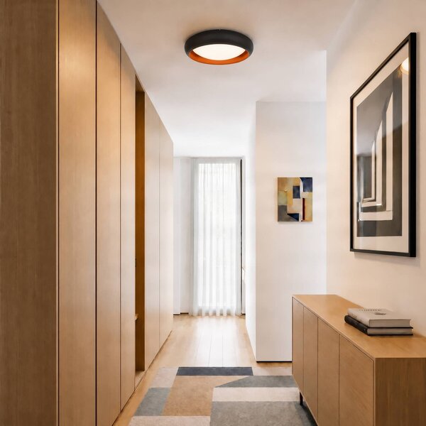 Lindby Stropné LED svetlo Serava, čierne, Ø 60 cm, stmievateľné, Čierna, Obývacia izba / jedáleň, Plast, Moderný, Závesné svietidlo