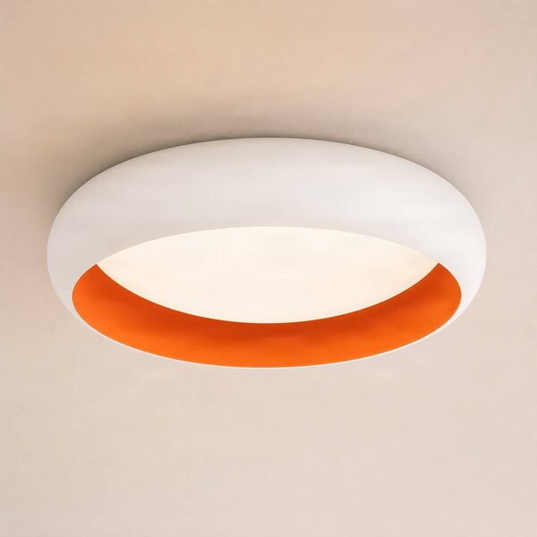 Lindby Stropné LED svetlo Serava, biele, Ø 60 cm, stmievateľné, Biela / opálová, Obývacia izba / jedáleň, Plast, Moderný, Závesné svietidlo