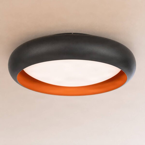 Lindby Stropné LED svetlo Serava, čierne, Ø 60 cm, stmievateľné, Čierna, Obývacia izba / jedáleň, Plast, Moderný, Závesné svietidlo