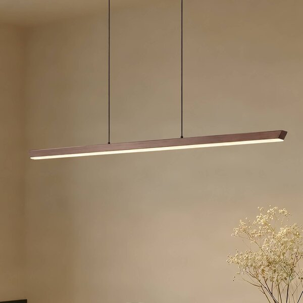 Lucande LED závesné svietidlo Solvar, 117 cm, hnedá, stmievateľné, Hnedá / hrdzavá, Obývacia izba / jedáleň, kov