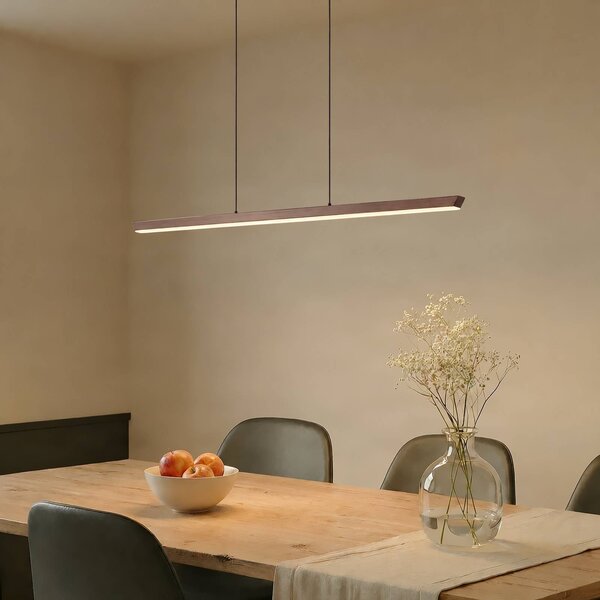Lucande LED závesné svietidlo Solvar, 117 cm, hnedá, stmievateľné, Hnedá / hrdzavá, Obývacia izba / jedáleň, kov
