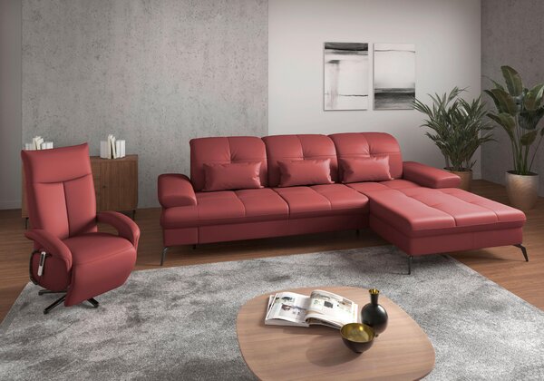 ROHOVÁ SEDAČKA, textil, koža, červená Sit & More - Sedačky, Online Only