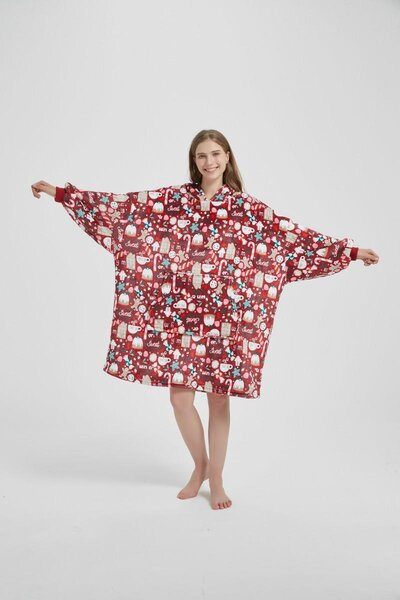 020 Deka s rukávmi HOODIE XMAS vianočná