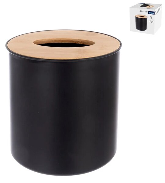 Orion Mini - odpadkový kôš, čierny kozmetický kôš s bambusom, BLACK
