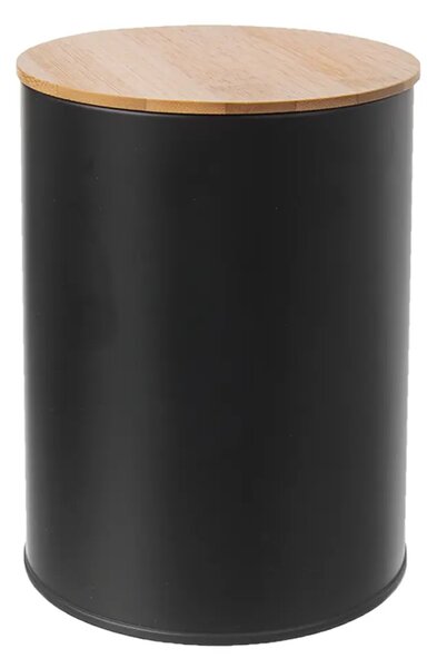 Orion Dóza na potraviny, plechová, čierna, s bambusovým viečkom - 1,3l