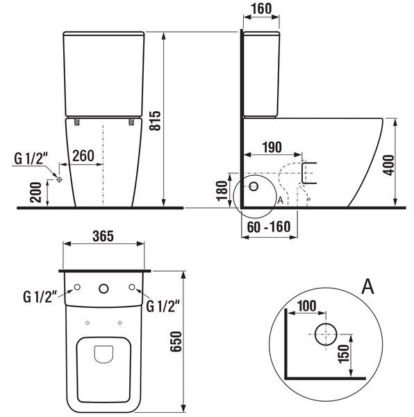 Sapho Sapho, PORTO WC kombi misa s nádržkou Rimless , spodný/zadný odpad, PC102WR