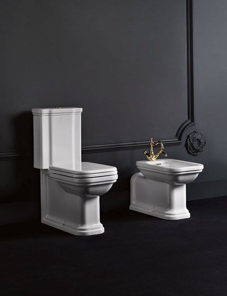 Kerasan Kerasan, WALDORF WC kombi, spodný/zadný odpad, biela-chrom, WCSET04-WALDORF