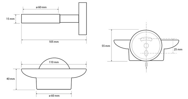 Sapho Sapho, X-ROUND COPPER mydeľnička, mliečne sklo, medená matná, XR803PG