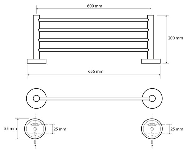 Sapho Sapho, X-ROUND E polička na uteráky 600mm, chróm, XR412