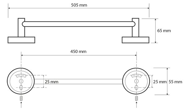Sapho Sapho, X-ROUND E držiak na uteráky 500mm, chróm, XR408