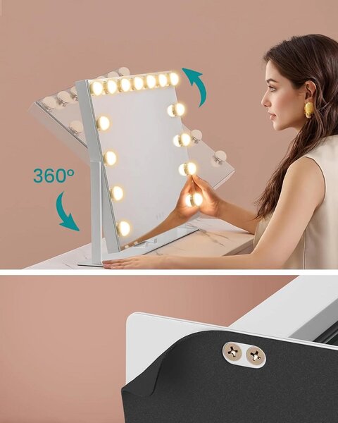 Kozmetické zrkadlo s LED osvetlením 58 × 43 cm – 15 LED žiaroviek