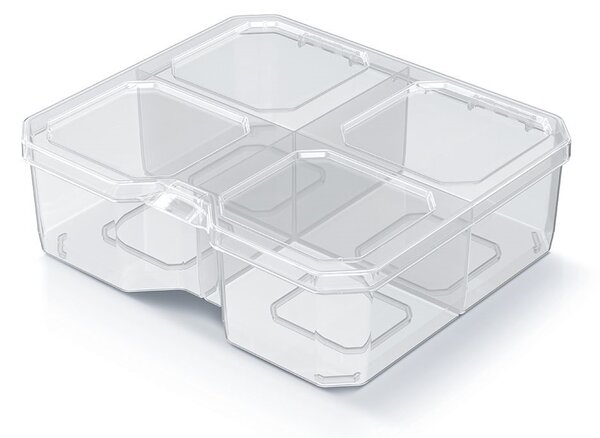 Triediaci organizér, úložný box na drobnosti, 4 priehradky SQR box, 16x14x5