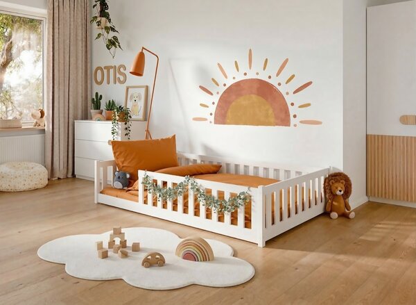 MAXMAX Detská Montessori posteľ z masívu borovice BETTY - 200x140 cm - BIELA