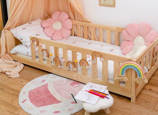 MAXMAX Detská Montessori posteľ z masívu borovice BETTY - 200x90 cm - PRÍRODNÁ