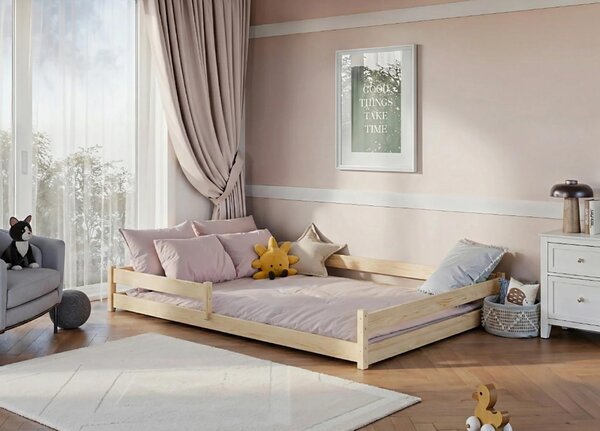 MAXMAX Detská Montessori posteľ z masívu borovice ALICE - 200x140 cm - PRÍRODNÁ