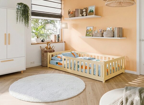 MAXMAX Detská Montessori posteľ z masívu borovice BETTY - 200x90 cm - PRÍRODNÁ