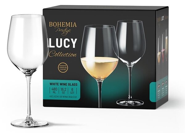 BOHEMIA PRESTIGE LUCY POHÁR NA BIELE VÍNO 480ML SADA 6KS