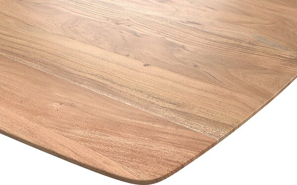 DELIFE Jedálenský stôl Edge zaoblený 180x90 akácia prírodná nerezová oceľ skosený švajčiarska hrana
