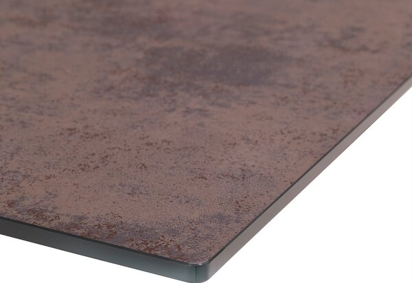DELIFE Jedálenský stôl Edge 180/220x90 cm sklo koňaková podstava v tvare kríža obdĺžniková nerezová oceľ rozkladací
