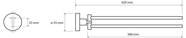 Sapho Sapho, X-ROUND dvojitý držiak uterákov 420mm, otočný, chróm, XR405
