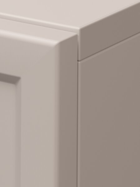 Komoda Lorini 200 cm štvordverová - kašmír / čierne úchytky T-bar