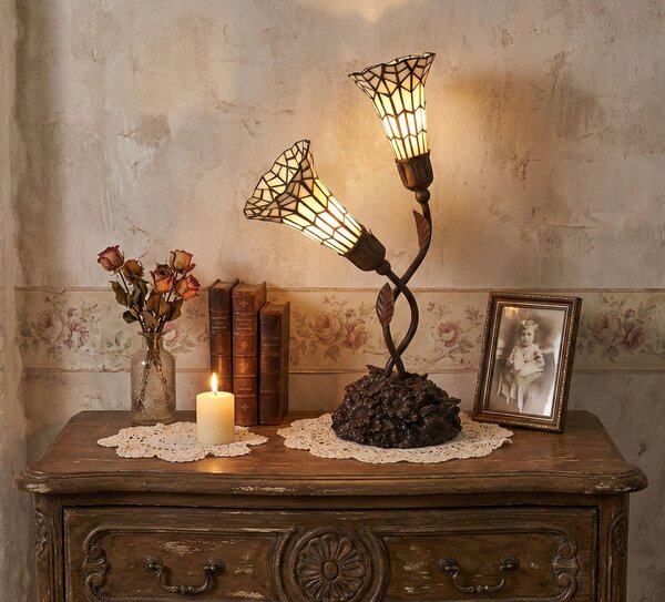 Tiffany stolná lampa Carillon - 34 * 25 * 58 cm E14 / max 2 * 25W - Clayre & Eef