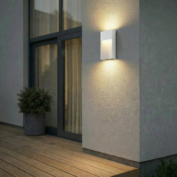 Lucande Vonkajšie LED nástenné svietidlo Kaholo, svetlosivé, IP44, Hliník / sivá / zinok, Hliník, Moderný, Nástenné svietidlo