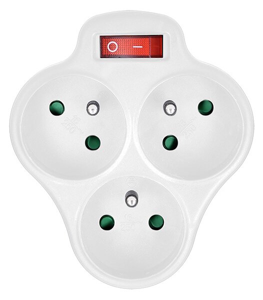 SOLIGHT Zásuvka rozbočovacia s vypínačom P99 3x 230V/10A, biela